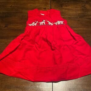 Vintage Anavini Girls Red Smocked
Dress With Embroidered Dalmatian dogs 18 month